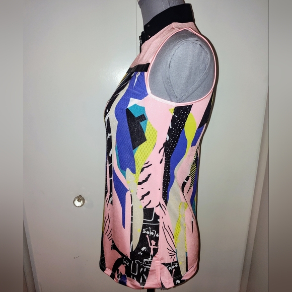 Jamie Sadock Sleeveless Artsy SPF 50 Pink Black Golf Polo Cooltrex XS - Picture 5 of 8